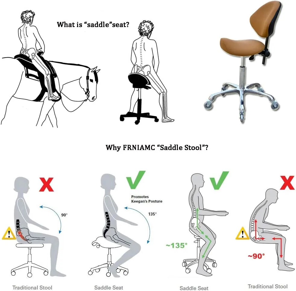 Ergonomic saddle chair for good posture